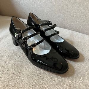 Carel Kina Black Patent Leather Mary Janes 39